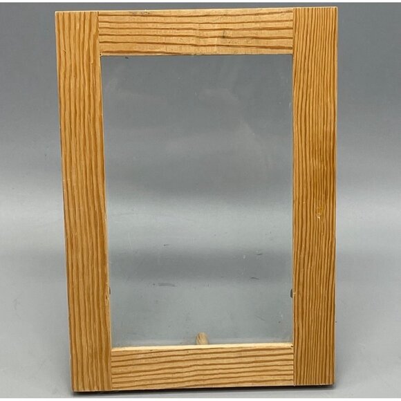 Photo frame wooden glass stick stand brown frame size 5 x 6.75" photo READ - Picture 1 of 3